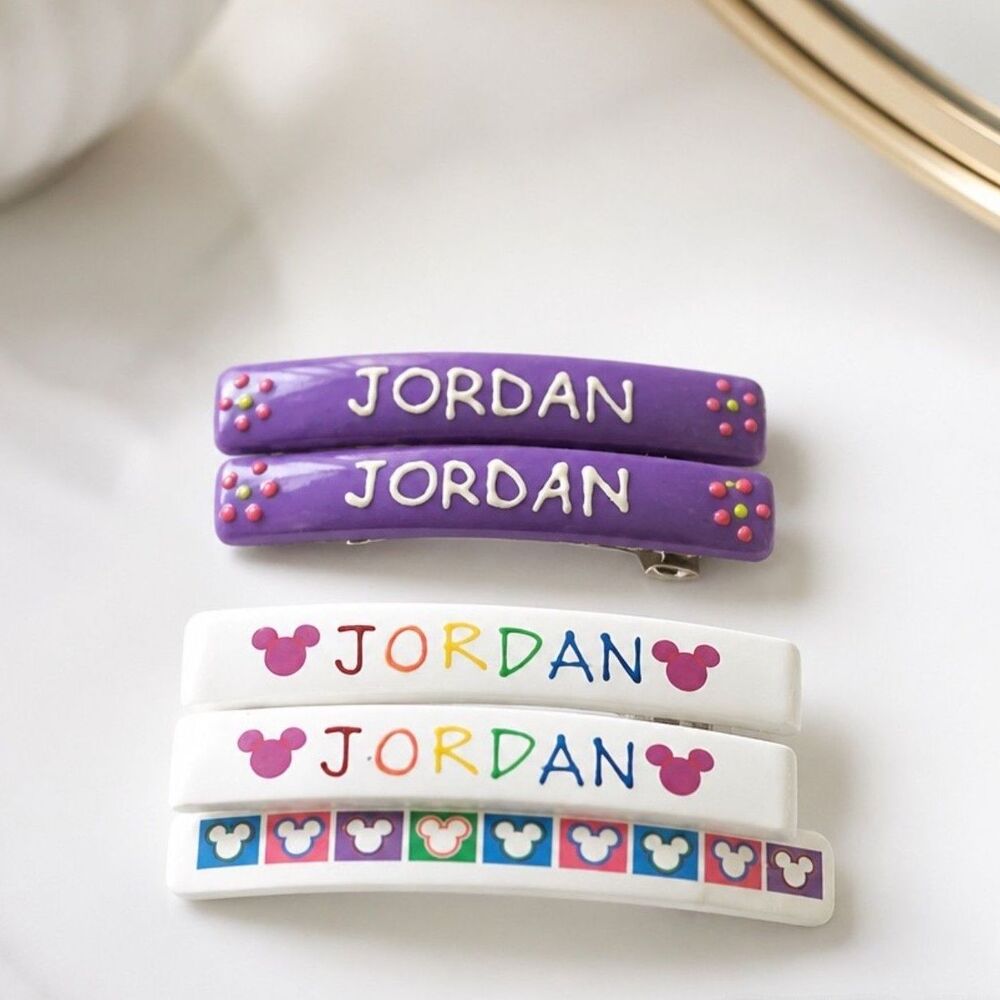 Disney Personalized Hair Accessories Barrettes Jordan set of Two NWT & NWOT